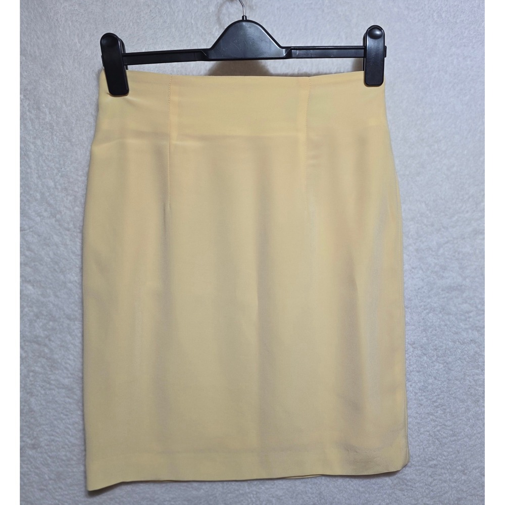 BANU PARIS Women's Pastel Yellow Pencil Skirt Size‎ 10 Knee Length Zipper Back